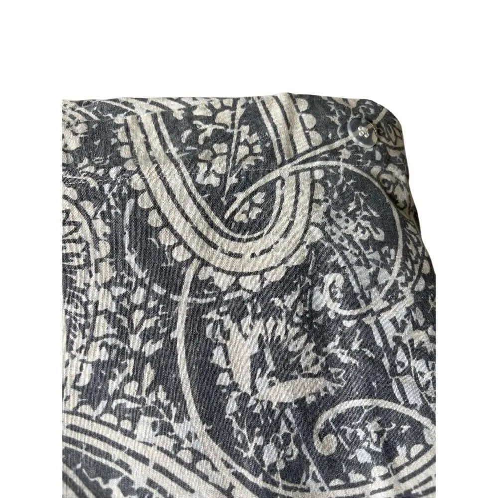 Pottery Barn Finley Paisley Duvet Cover‎ King Cotton Linen Cream Gray